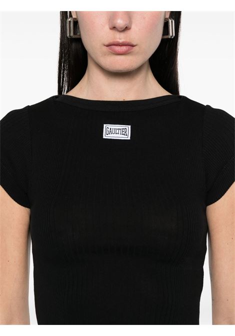 crop baby tee donna nera JEAN PAUL GAULTIER | 25/33-F-TS105P-J05400